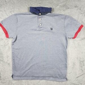 Hackett London Polo Shirt Mens Small Blue Tailored Fit Contrast‎ Collar Logo